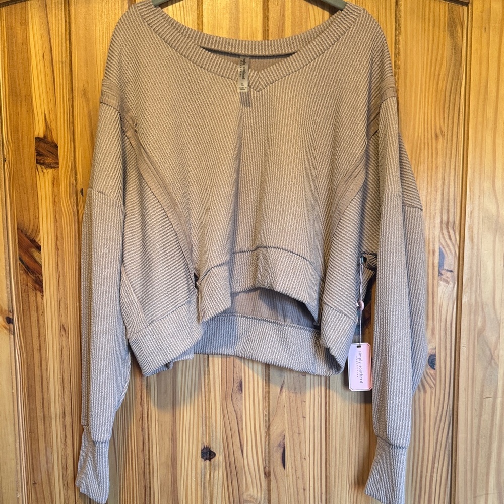 Simply Southern Ribbed Knit Sweater in Tan